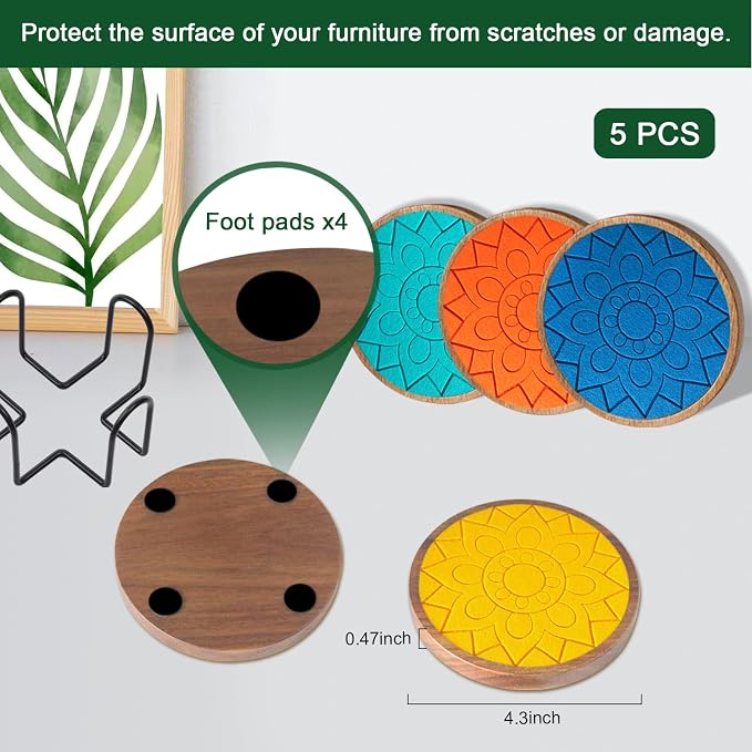 Coasters for Drinks Absorbent 5 Pack, Coasters for Coffee Table - Image 5