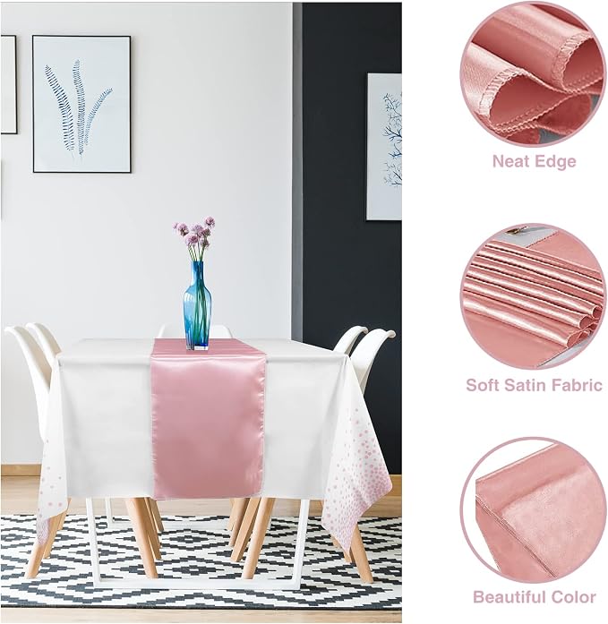 Disposable Plastic Tablecloth And Satin Table Runner Set - Image 3
