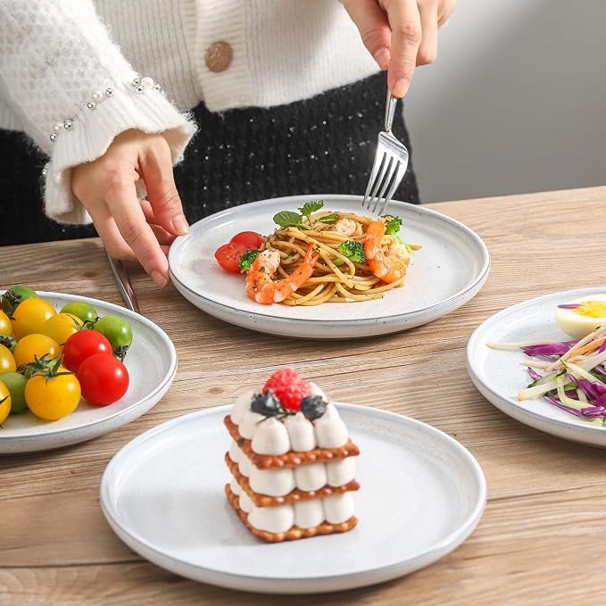 Ceramic Dinner Plates Set of 6, Stoneware 8 Inch, Dishwasher and Oven Safe - Image 3