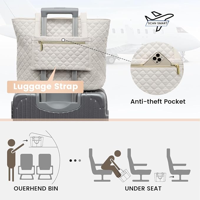 LOVEVOOK Laptop Bag for Women 17 inch, Diamond Quilted Work Tote Bags Womens - Image 6