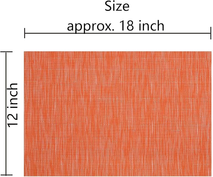 SHACOS Orange Placemats Set of 6 Woven Vinyl Place Mats - Image 2