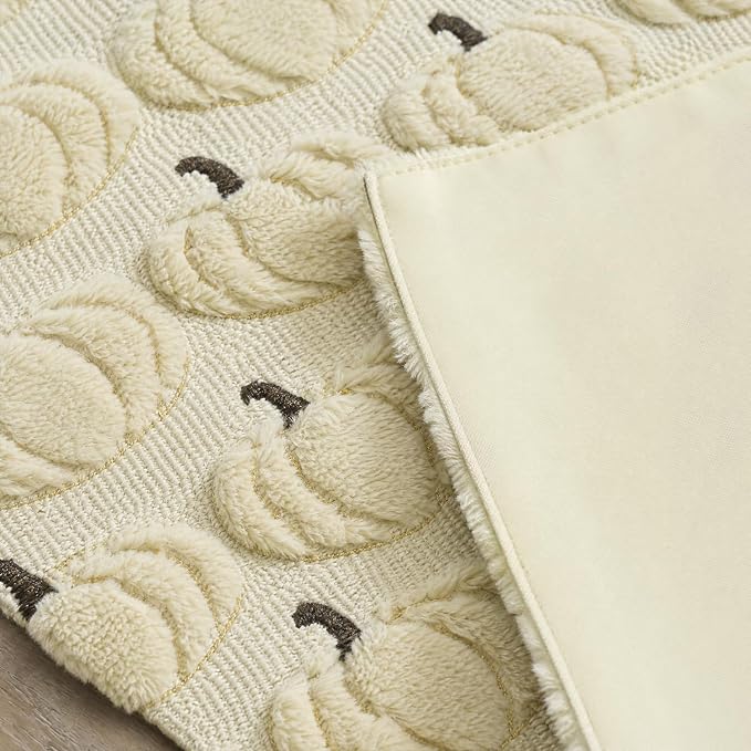 Artoid Mode Beige Soft Faux Fur Fall Table Runner 13x60 Inch | Seasonal Kitchen - Image 8
