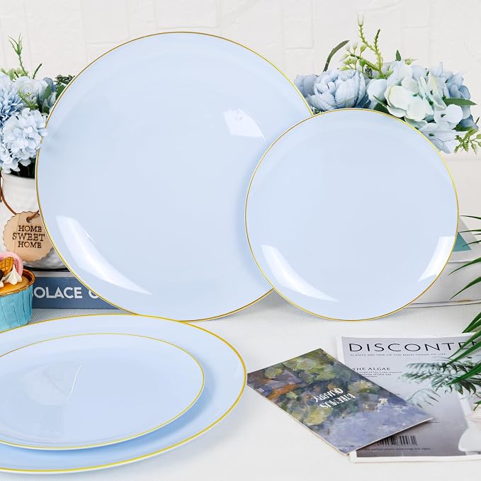 PULOTE 100PCS Blue Plastic Plates - Image 8