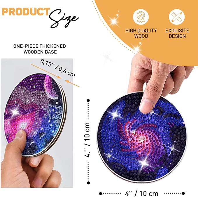 8 pcs Diamond Painting Coasters | Diamond Art Coasters | Galaxy and Nebula - Image 2