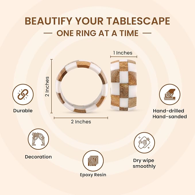 ALPHA Living HOME Rustic Napkin Rings Setof 12 - Image 3