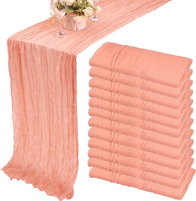 12 Pack 10Ft Cheesecloth Boho Gauze Table Runner by Fivenl
