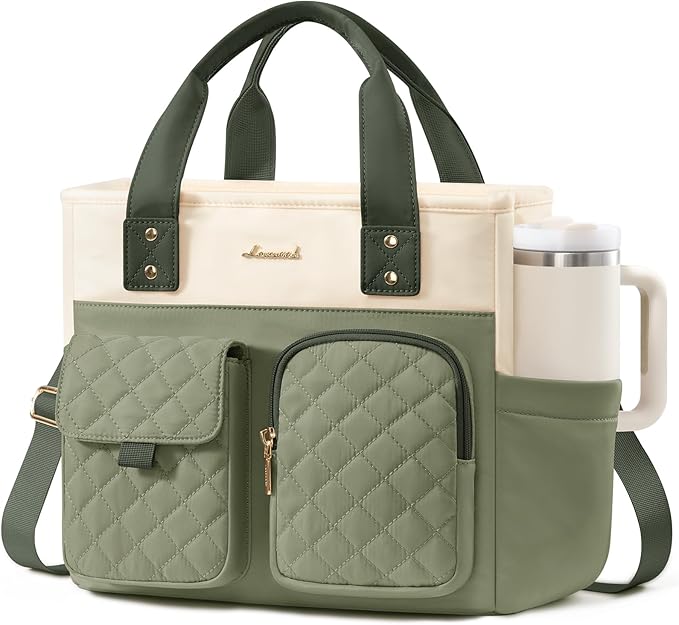 LOVEVOOK Insulated Lunch Bag for Women, Elegant Quilted Stitching Lunch Tote by LOVEVOOK