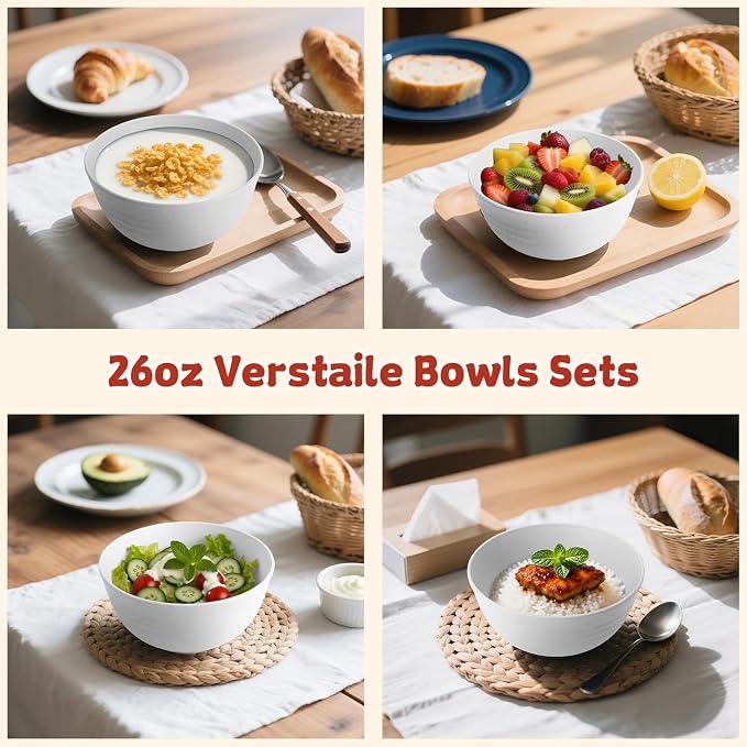 Wheat Straw Camping Bowls Sets of 6, Unbreakable 26oz Lightweight Bowls Sets - Image 4