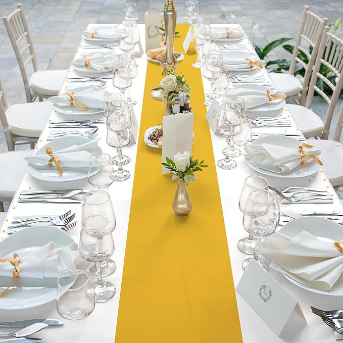 6Pcs White and Gold Tablecloth Party Decorations, Plastic White Table Cloth - Image 6