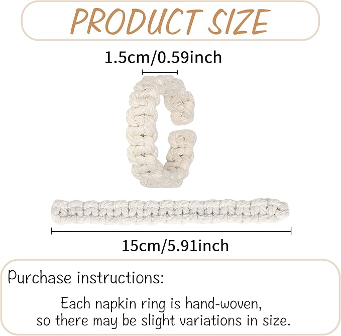 Meplait Napkin Rings Set of 6, Boho Napkins Holders Ring - Image 7