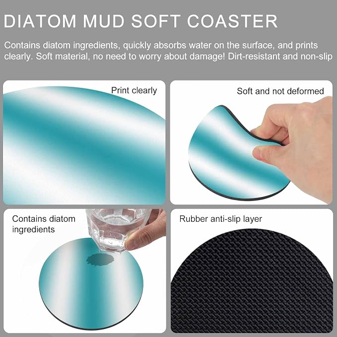 Ombre Turquoise Coasters Set of 4, Modern Minimalist Geometric Gradient Color - Image 9