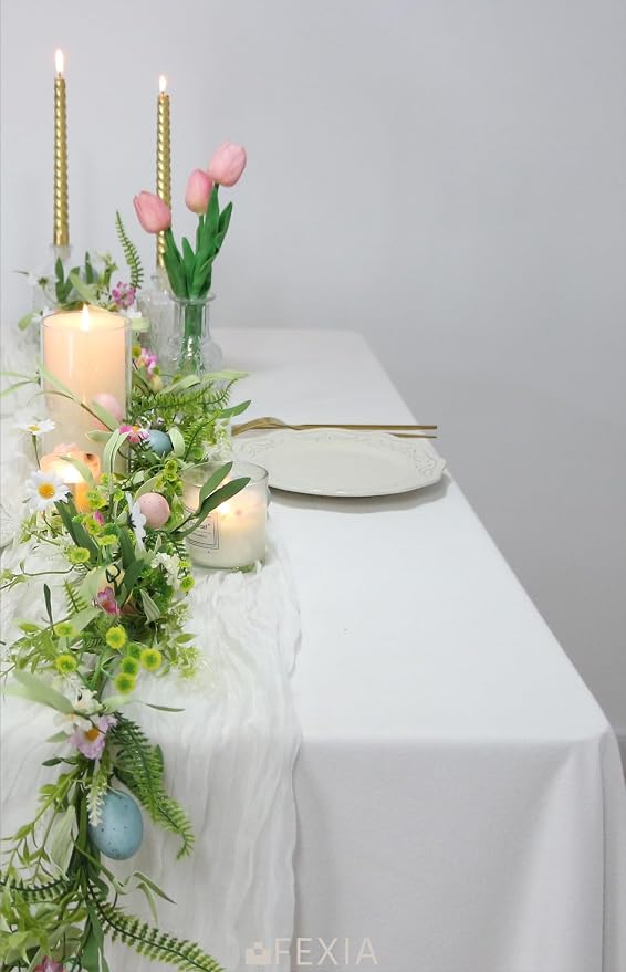 3Pcs White Cheesecloth Table Runner Wedding Bridal Boho Decorations | 35x120 - Image 6