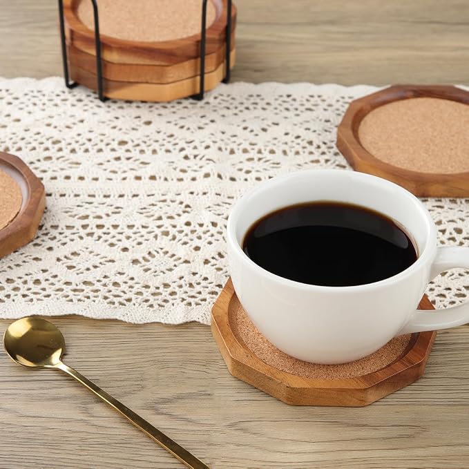 Wood Cork Coasters for Drinks Absorbent - Image 6