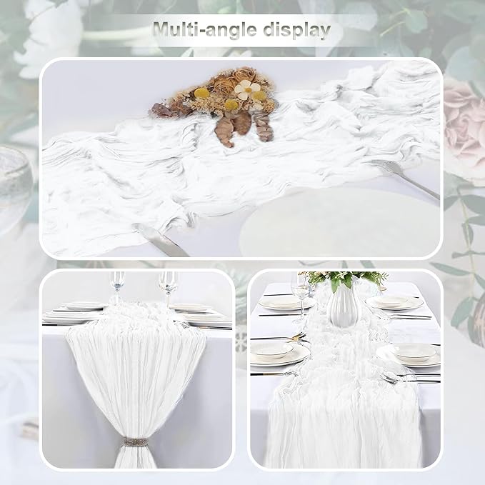 10 Pack White Cheesecloth Table Runner 35x120 Inch 10Ft Rustic Gauze Cheese - Image 5