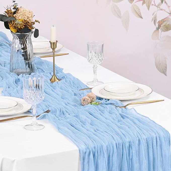 10 Pack Light Blue Cheesecloth Table Runner 17x108 Inch Boho Gauze Cheese Cloth - Image 5