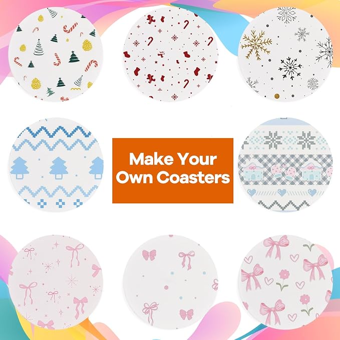 24 Pcs Round Ceramic Tiles for Crafts 4x4 White Ceramic Coasters for Crafts - Image 8