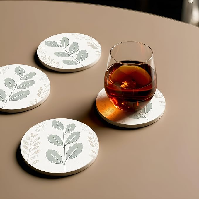 VEYRO Ceramic Coasters Set of 6 – Absorbent Stone Drink Coasters - Image 3