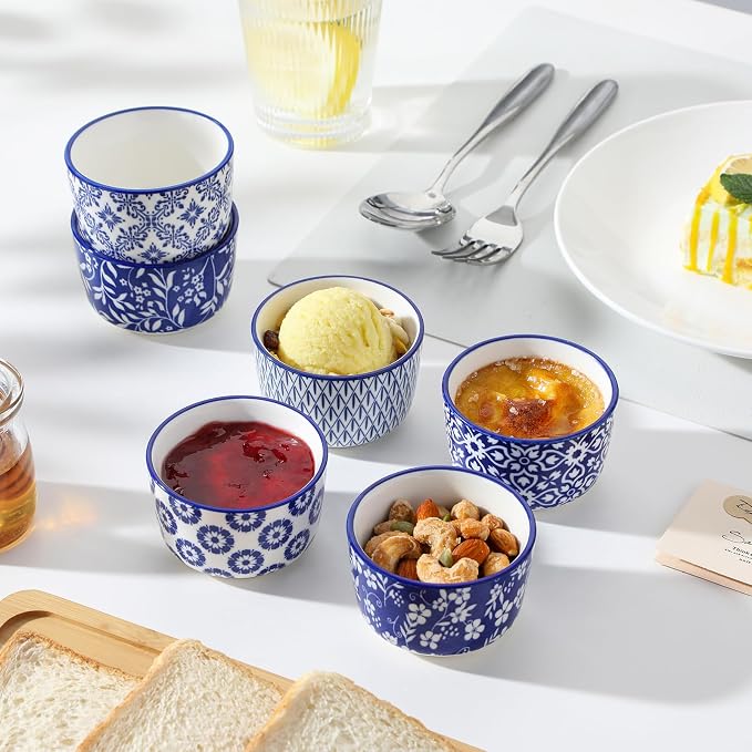 vancasso Selene 4 Oz Porcelain Ramekins Set of 6, Crème Brûlée Dessert Cups | - Image 7