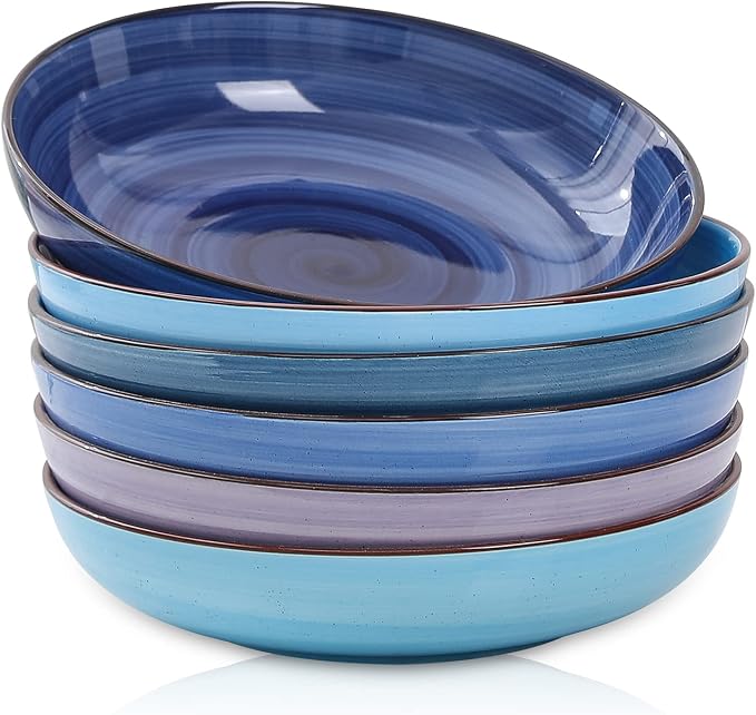 Selamica Porcelain 26 Ounce Salad Pasta Bowls, 8 inch Wide and Shallow Serving by Selamica