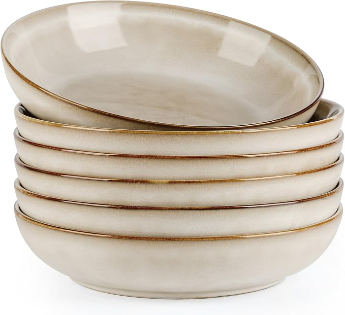 AmorArc 8.5’’ Ceramic Pasta Bowls Set of 6, 36oz Large Stoneware Bowls Set | by AmorArc