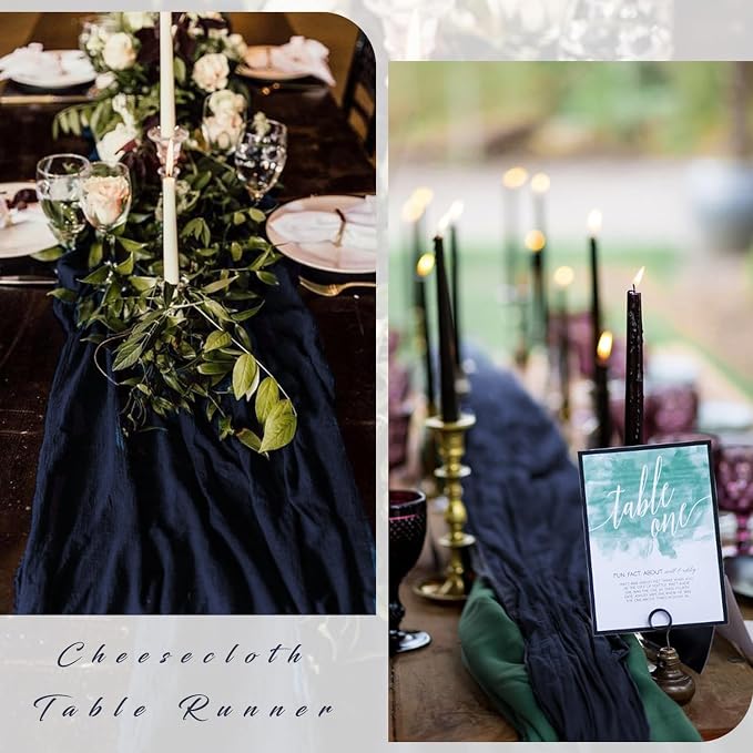 12 Pieces Navy Blue Cheesecloth Table Runners 10FT Gauze Fabric Runner - Image 5