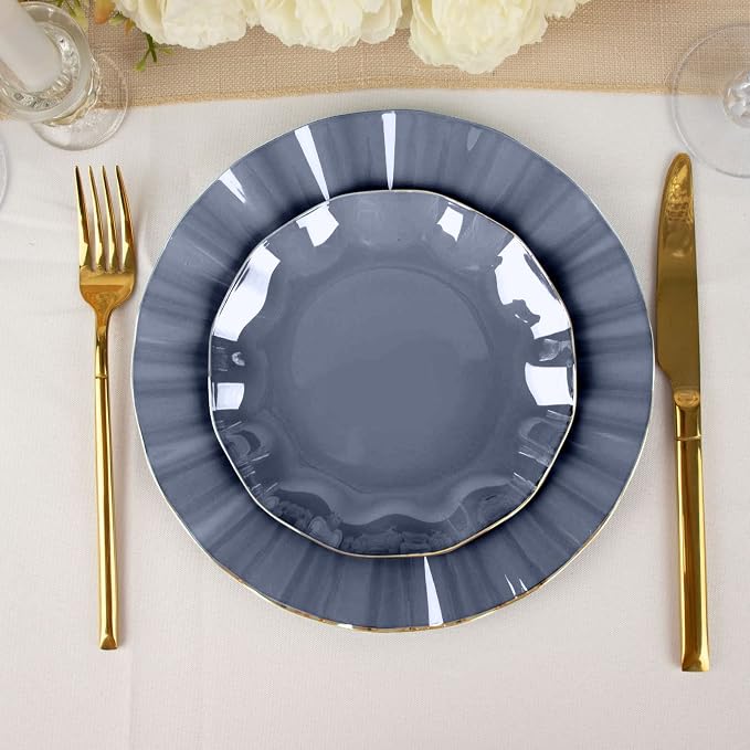 Efavormart 10 Pack | Navy Blue 6" Round Plastic Dessert Salad Plates, - Image 8
