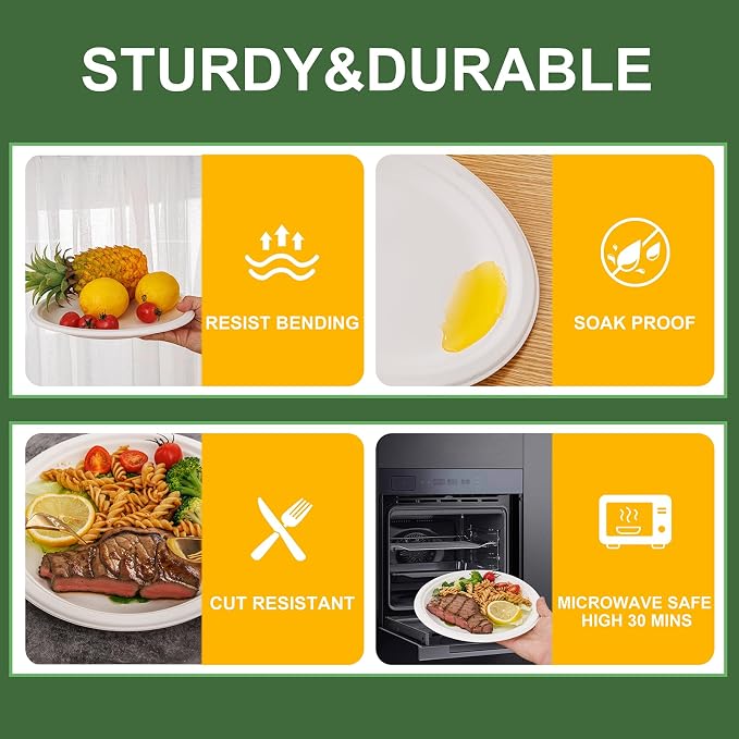 WELLIFE 10 Inch Paper Plates 125-Pack Heavy Duty Paper Plates Bulk | Disposable - Image 3