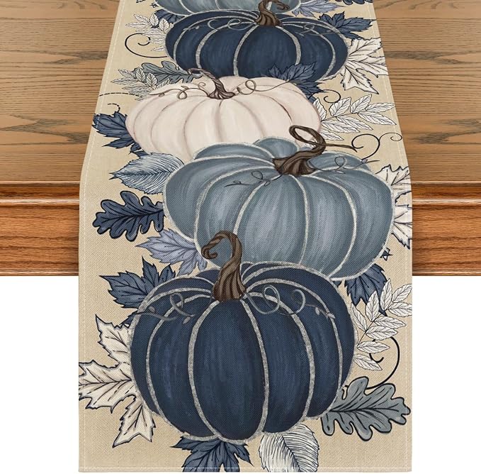 Artoid Mode 210 GSM Fall Table Runner 13x108 Inch Home Party Decor | Blue and by ArtoidMode