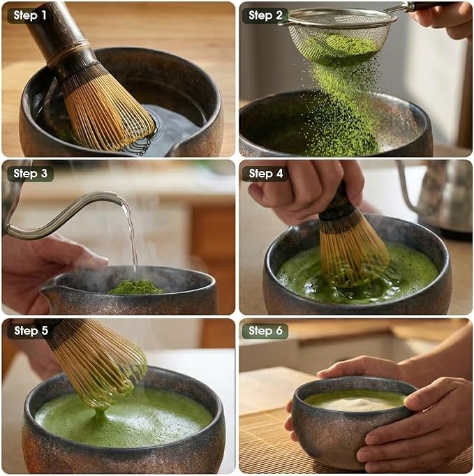 7-Piece Matcha Set，Matcha Bowl & 100-Prong Purple Bamboo Whisk | Gilded Artisan - Image 6