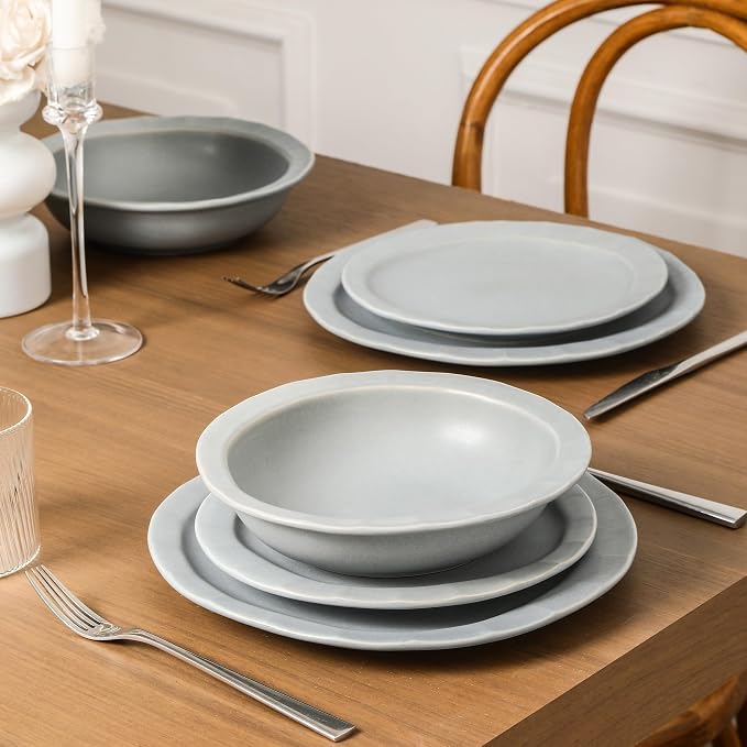 Stone Lain Oasis 12-Piece Dinnerware Set Stoneware, Dishwasher and Microwave - Image 2