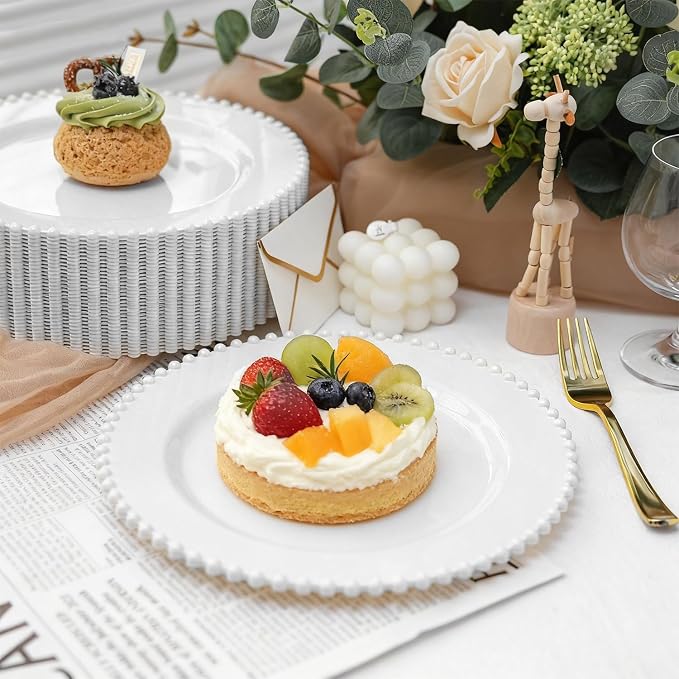 72 Pcs Party Plates Dinner Plate, 10 Inch White Plastic Plate Disposable | - Image 5