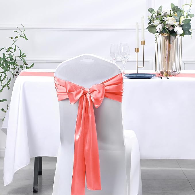 SiinvdaBZX 4 Pcs Coral Satin Table Runner 12 x 108 inches Long | Bright Smooth - Image 6