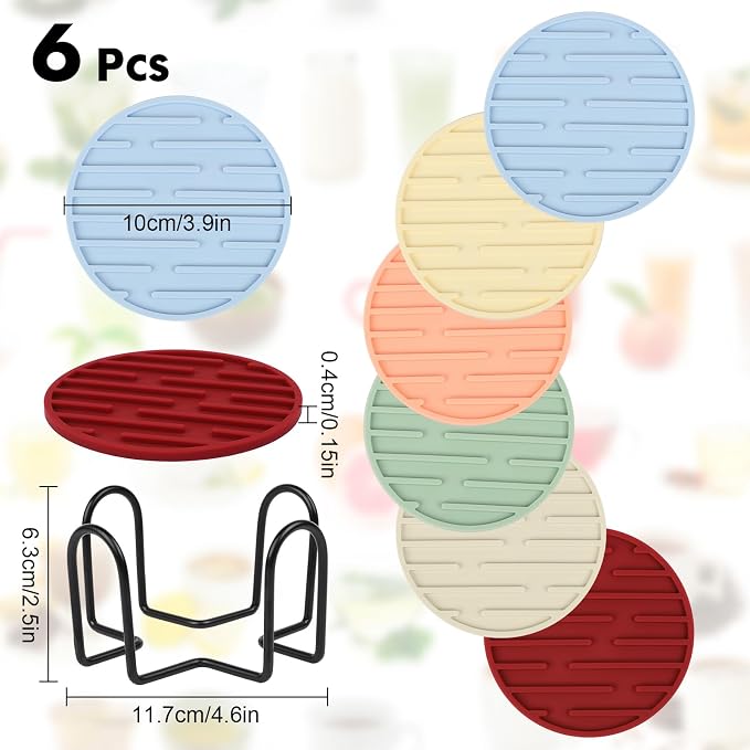 Silicone Coasters for Drinks Coaster Set of 6 pcs Cup Coasters - Image 3