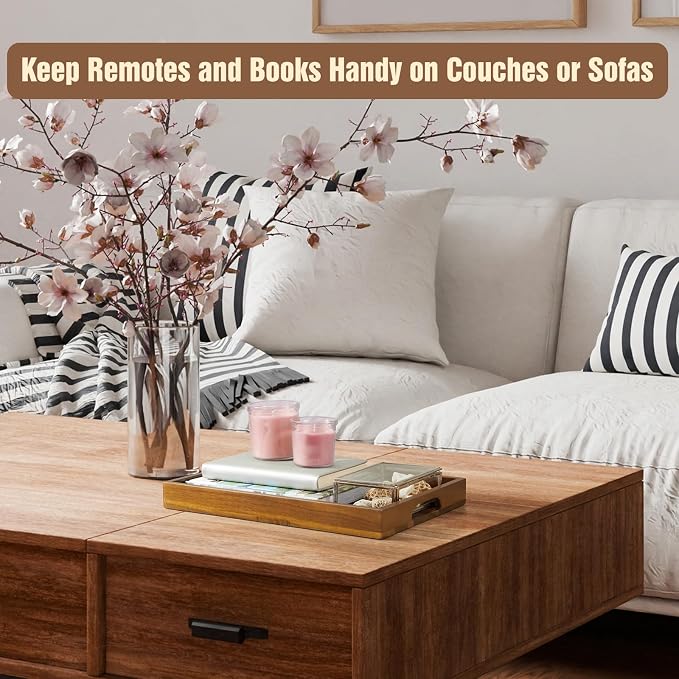 15 Inch Acacia Wood Serving Tray - Image 3