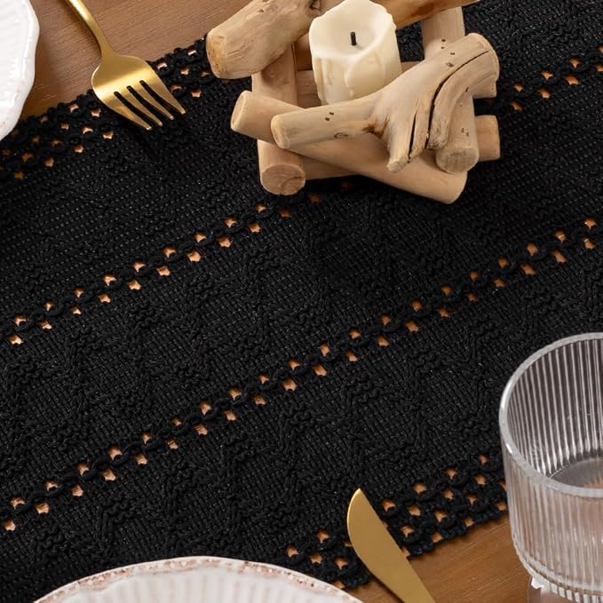 DeZerlor Boho Macrame Table Runner Spring Easter Farmhouse Woven Small Table - Image 6