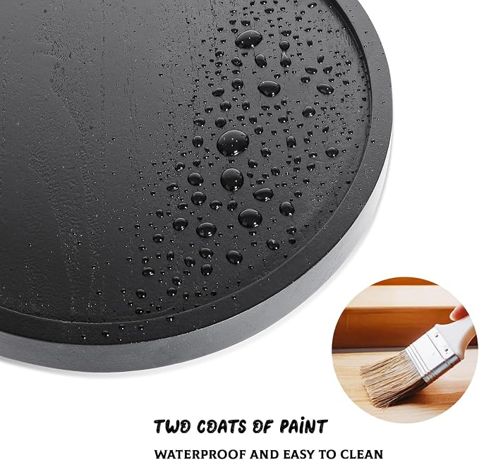 Round Decorative Tray Wood Bathroom Counter Organizer Farmhouse Kitchen Decor - Image 3