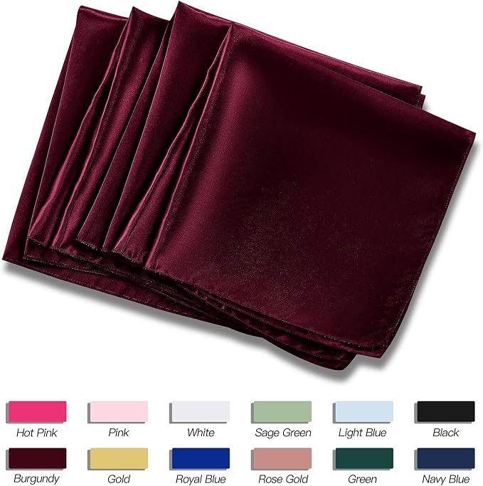 P Pothuiny 24 Pcs Burgundy Satin Napkins 17 x 17 Inch, Satin Cloth Napkins | - Image 6