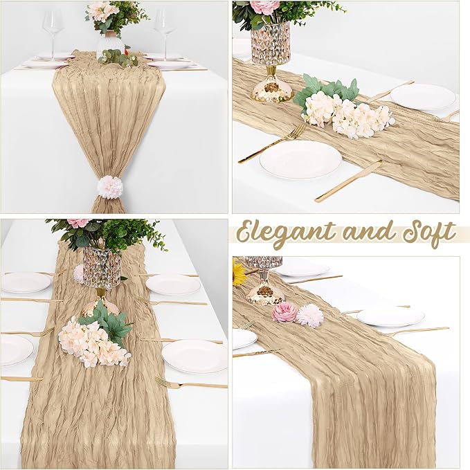 8 Pack Beige Cheesecloth Table Runners 20x120 Inch Gauze Table Runner Cheese - Image 4