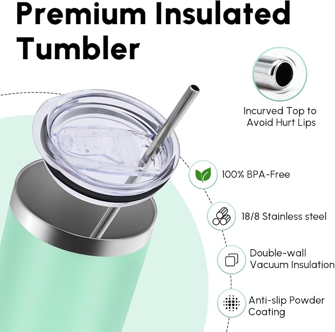 Volhoply 8 Pack Skinny Tumblers - Image 3