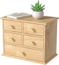Oak Desk Organizer with Drawers, Durable Wooden Desktop Storage Box | 5 Drawer by JNFUZ