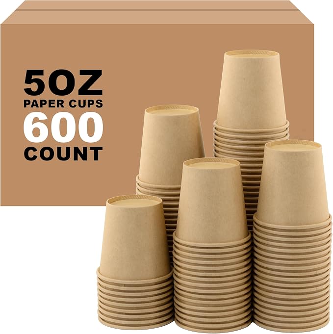 5 oz 600 Pack Disposable Coffee Cups, Bulk Brown Disposable Paper Cups by COOLCAP
