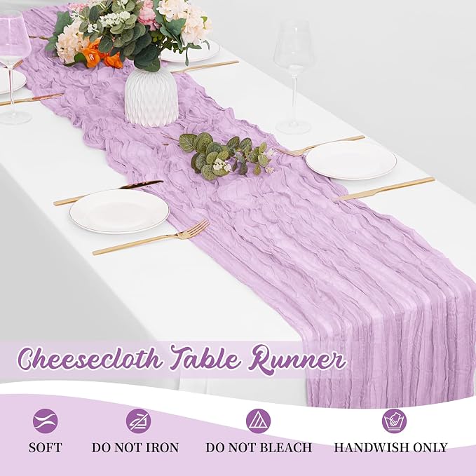 8 Pack Lavender Cheesecloth Table Runners 20x120 Inch Gauze Table Runner Cheese - Image 6