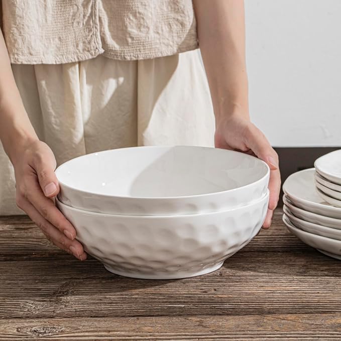 HOMBENE Large Pasta Bowls Set of 2, 9 Inch Pasta Serving Bowl Dinner Bowls - Image 5