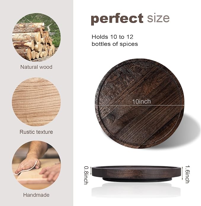 Wood Lazy Susan Turntable Kitchen Decor Round Table Tray, East clean, Pantry - Image 6
