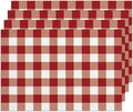 Red and White Check Plaid Placemats Set of 4, Washable Heat Resistant Placemats by RLCNOT