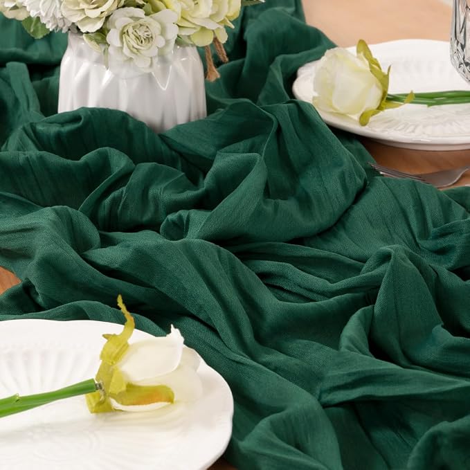 Emerald Green Cheesecloth Table Runner 10Ft 10 Pack Gauze Table Runner | Summer - Image 6