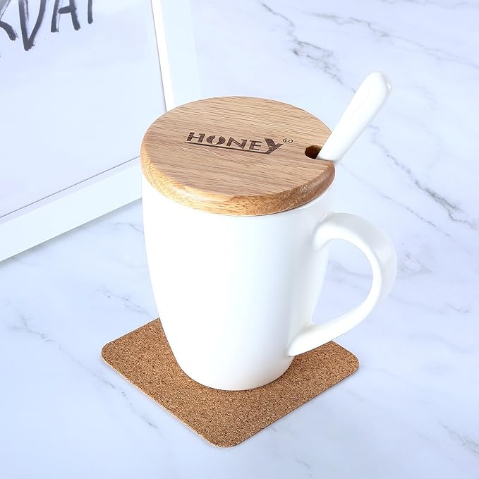 Hotop 60 Pieces 3.78 x 3.78 Self Adhesive Cork Coasters Squares Cork Mats | Non - Image 6