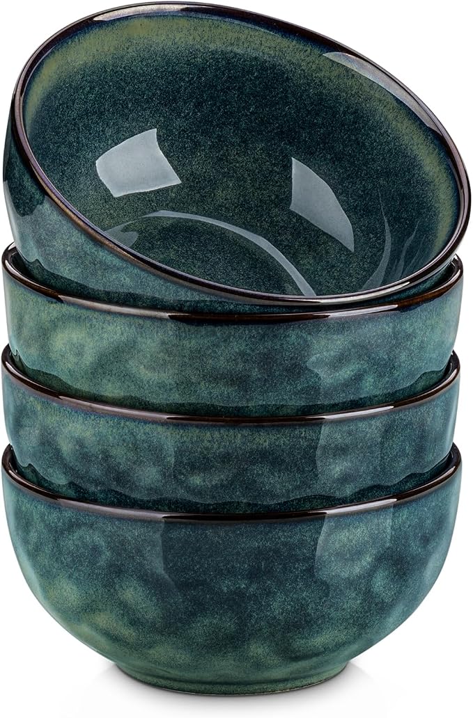 vancasso Starry 24oz Bowls for Soup, Ceramic Green bowls Set of 4 | Deep Bowls by vancasso