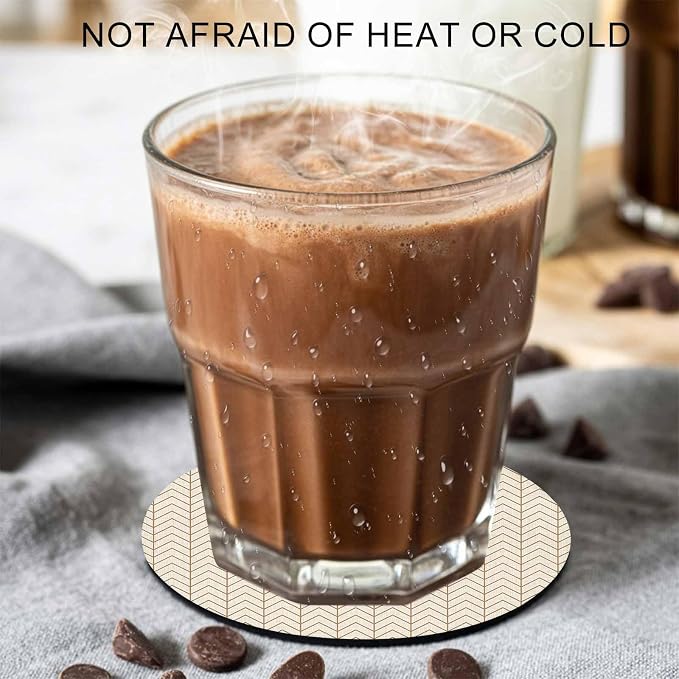 Simple Line Linen Texture Coasters Set of 4, Non-Slip Cup Coaster Mat - Image 3