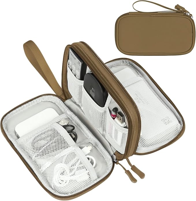 FYY Electronic Organizer, Travel Tech Pouch Bag, Cable Organizer Brown | Wrist by FYY